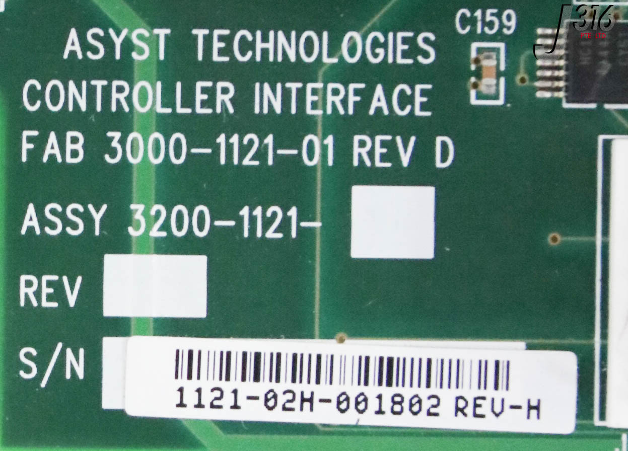 34180 ASYST PCB ASSY, CONTROLLER INTERFACE W/ 800-608A 3200-1121